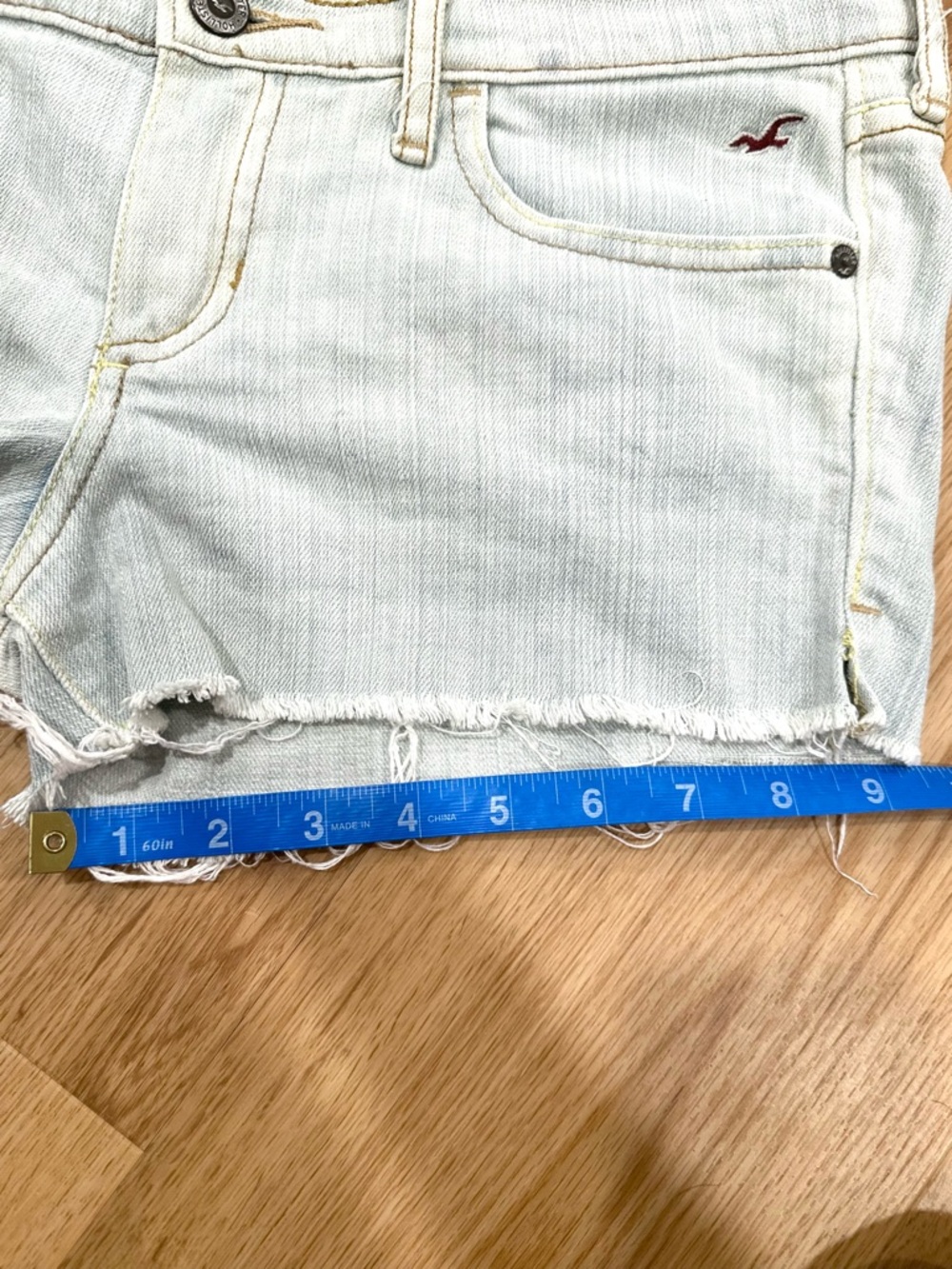 Hollister Y2K Light Blue Denim Low Rise Cutoff Micro Shorts Size 5 - Picture 12 of 13